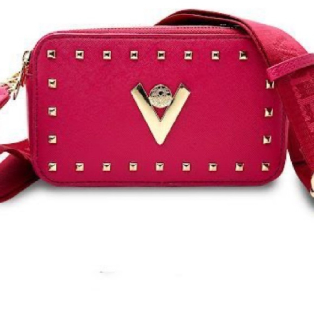Valentino Orlandi Pink Crossbody Bag with Gold Studs